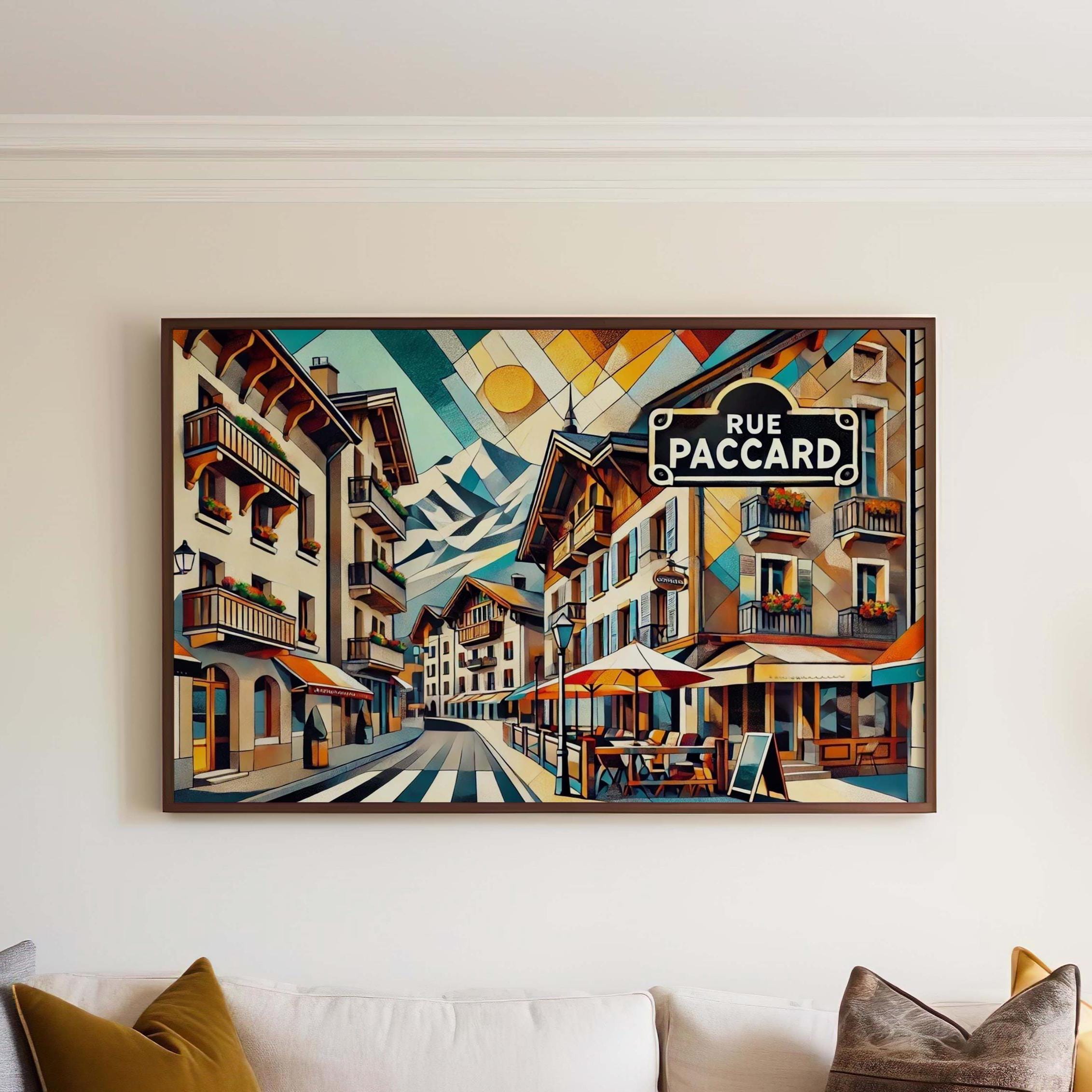 Rue Paccard Wall Art Print - France Travel Poster, French Gift & Housewarming Decor, Paris Street Scene, Vintage Style Home Art