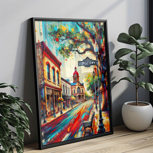 Texas Georgetown Wall Art Print Vintage Travel Poster & Texas Decor Perfect Housewarming Gift Souvenir American Art