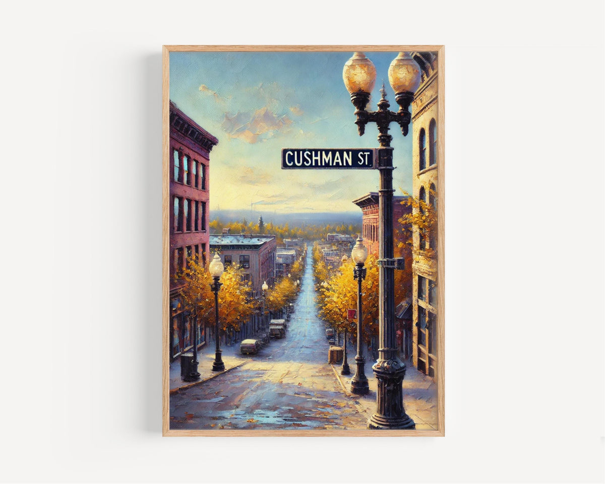 Cushman Street Cityscape Print - Fairbanks, Alaska, USA