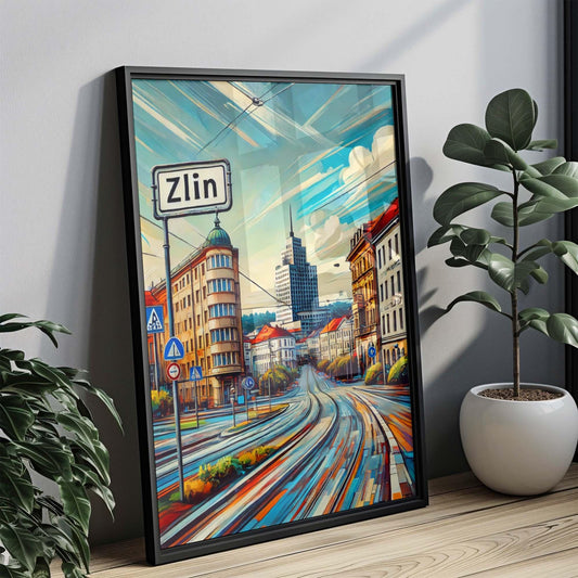 Zlín Print: Czech Republic Travel Poster, Zlin Wall Art, Europe City Gift, Housewarming Decor, Modern Czech Art Print
