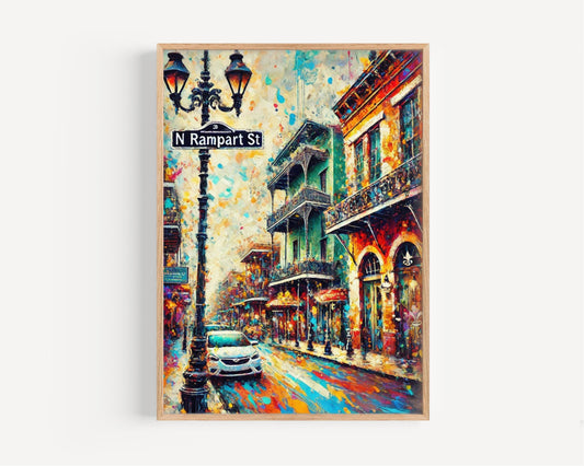 New Orleans N Rampart St Wall Art, Louisiana Travel Print, New Orleans Street Poster, Unique Louisiana Gift, Home Decor