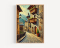Barri Antic Oil Painting Art Print: Barcelona Old Town Travel Poster