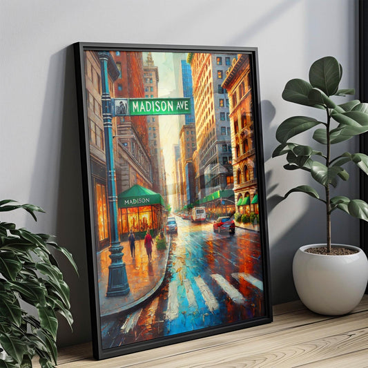 Manhattan Madison Ave Wall Art, New York Travel Print & Poster, Manhattan Artwork, Housewarming Gift, NYC Decor, Modern Cityscape Print