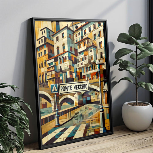 Florence Ponte Vecchio Wall Art Print - Italian Travel Poster, Florence Italy Gift, Housewarming Decor, Vintage Style Florence Artwork