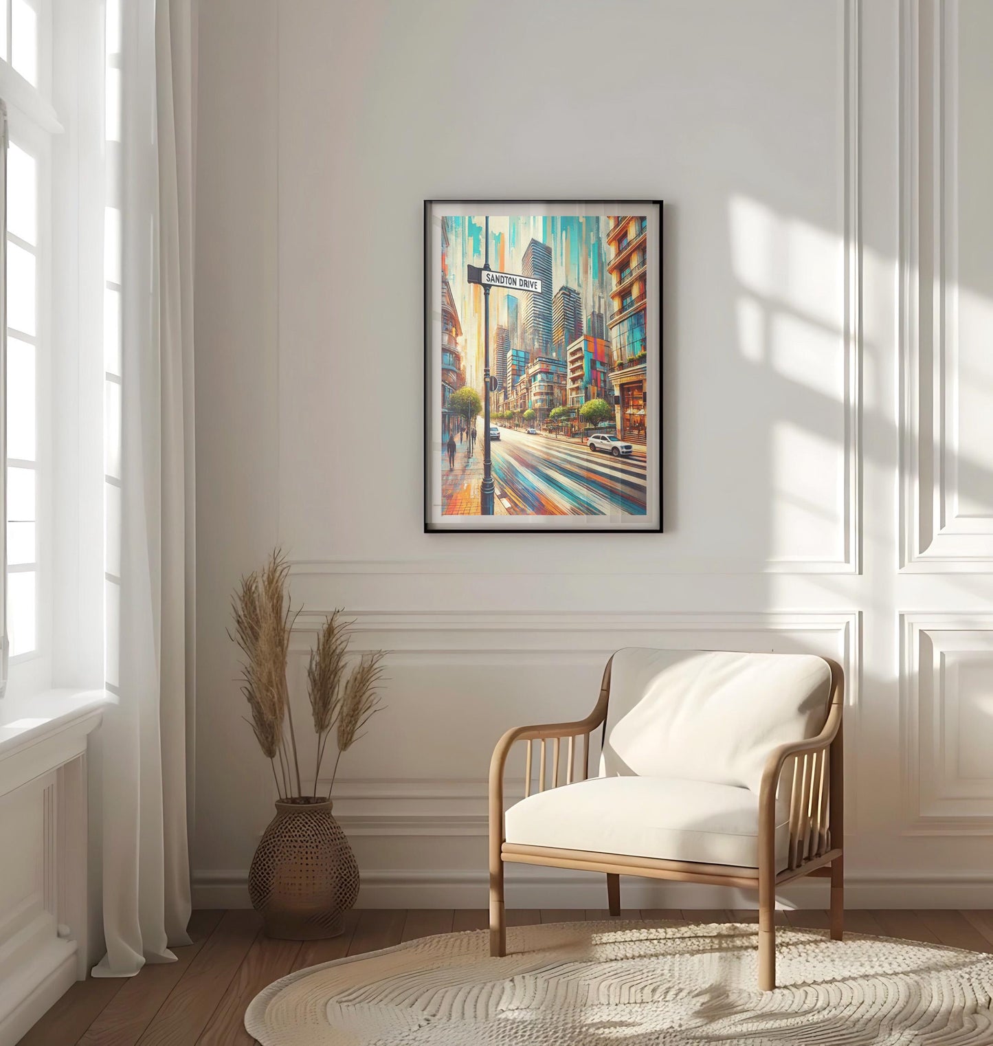 Sandton Drive Wall Art Print, Johannesburg Travel Poster, South Africa Gift, Modern South African Home Decor, Sandton Dr Art Print