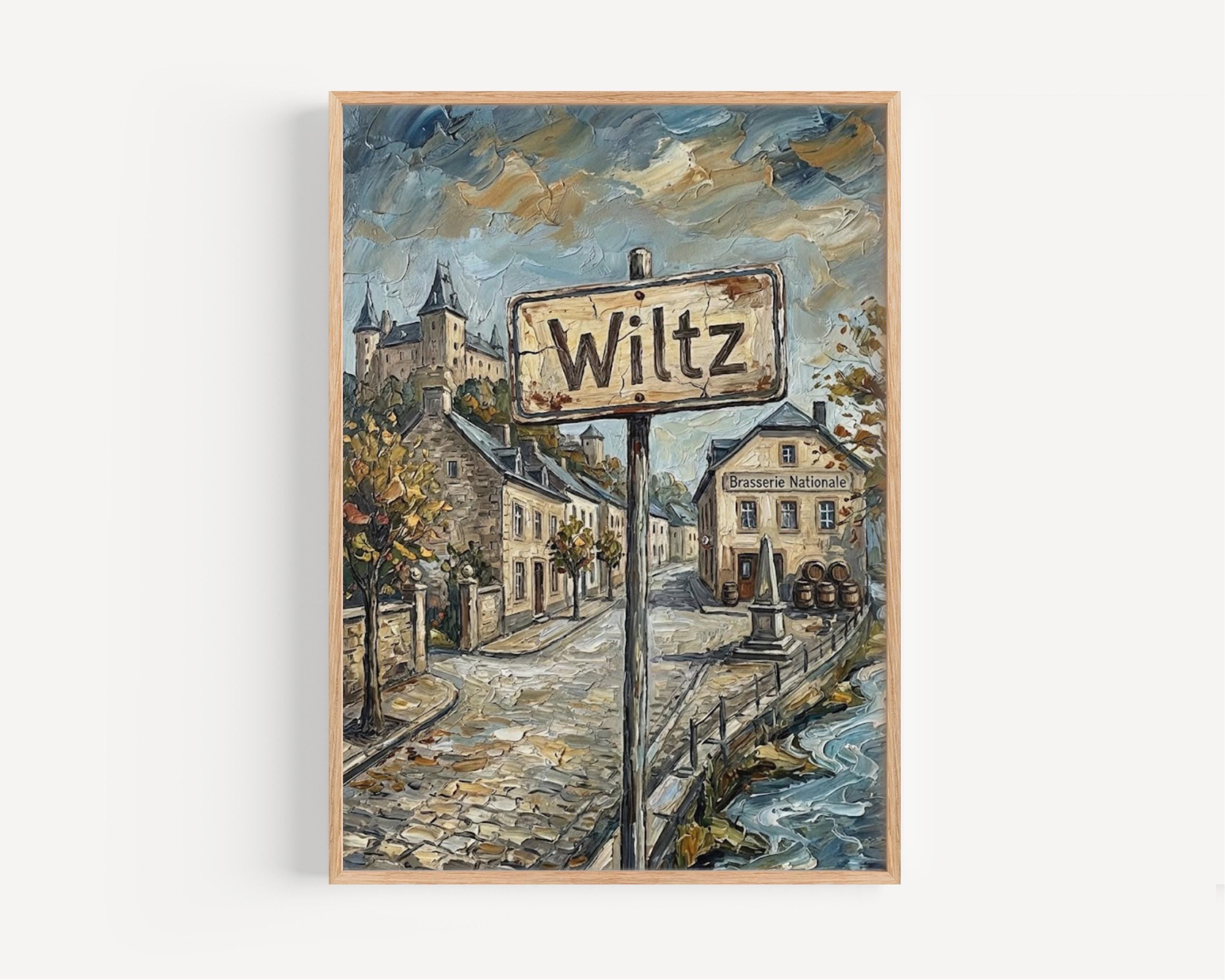 Wiltz Street Oil Painting Art Print: Wiltz Luxembourg Travel Poster