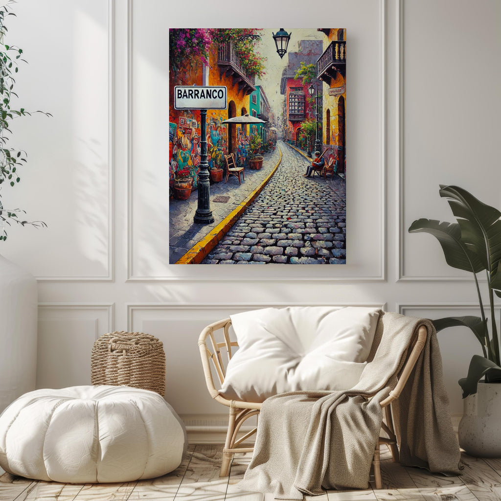 Barranco Cubism Art Print: Lima Bohemian District Travel Poster