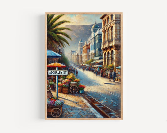 Cape Town Adderley Street Wall Art Print, Travel Poster, African Home Decor, Cape Town Gift, Housewarming & Travel Keepsake