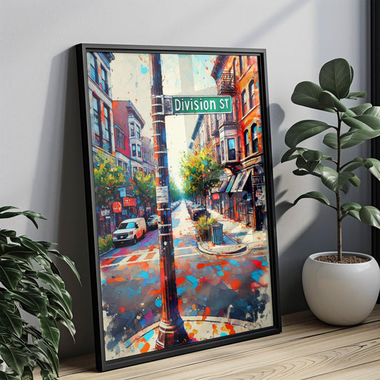 Wall Art Division St Chicago Print, Illinois Travel Poster, Modern City Map, Housewarming Gift, Urban Decor, Division Street Artwork