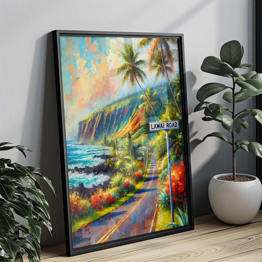 Lawai Road Print - Kauai Wall Art, Hawaii Travel Poster, Tropical Landscape, Housewarming & Vacation Gift, Lawai Gift, Beach Decor