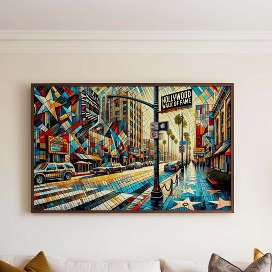 Hollywood Walk of Fame Wall Art Print, Los Angeles Travel Poster, Cali Gift, Hollywood Decor, Housewarming & Movie Lover Gift