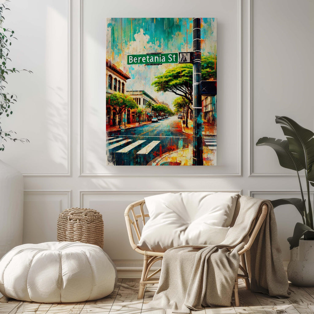 Beretania Street Print - Honolulu, Hawaii, USA