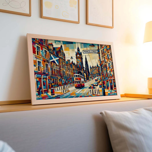 Princes Street Wall Art Print - Edinburgh Travel Poster, Scotland Gift & Home Decor, Housewarming Present, Vintage Style Cityscape Artwork