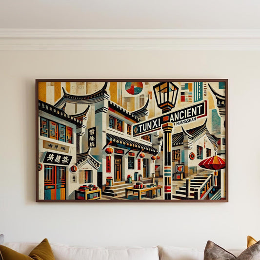 Tunxi Ancient Street Wall Art Print – Huangshan Travel Poster, Vintage Chinese Gift & Housewarming Decor