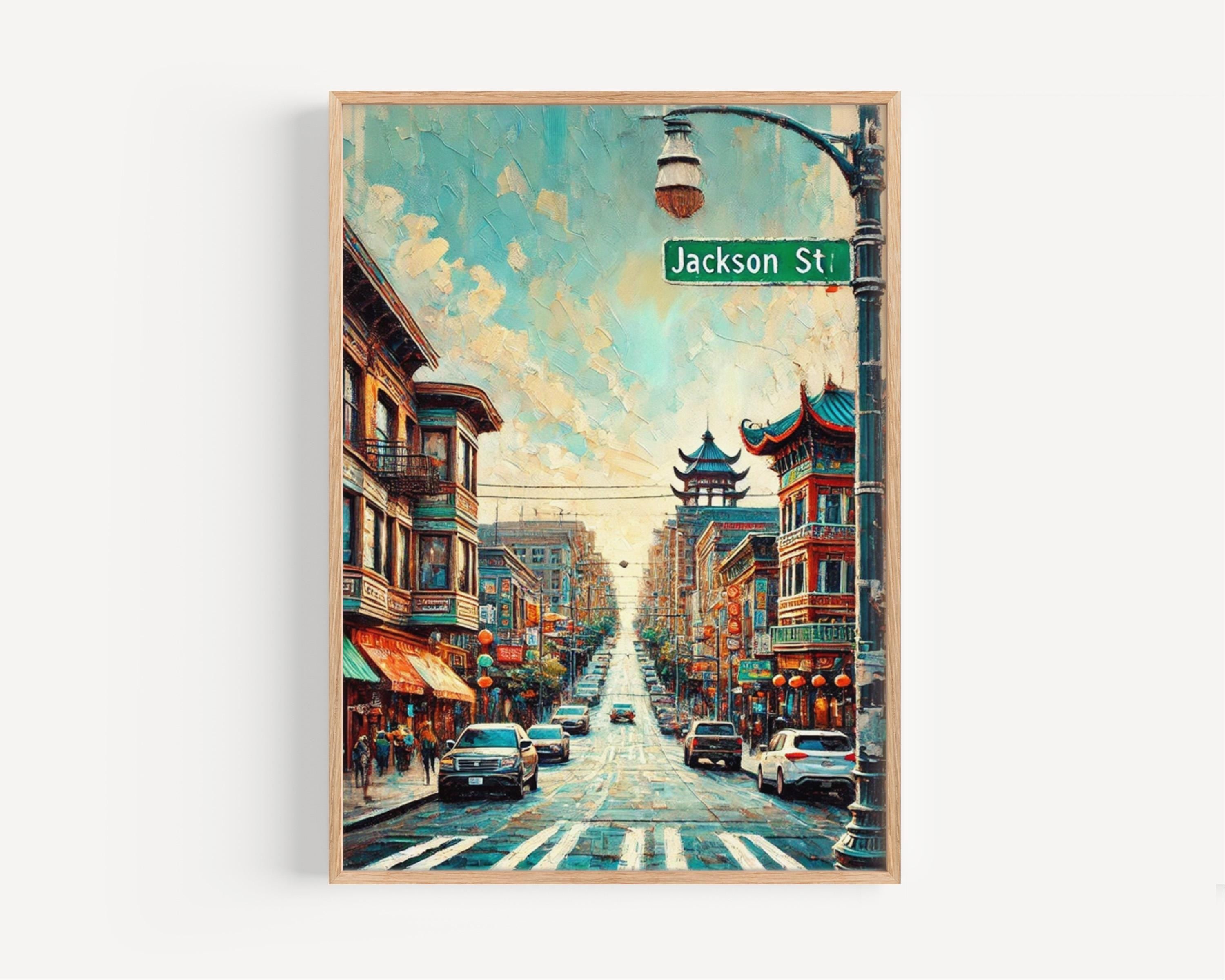 Jackson Street Wall Art, Seattle Print, Washington Cityscape, Travel Souvenir, Vibrant Urban Decor, Personalized Gift, Framed or Unframed