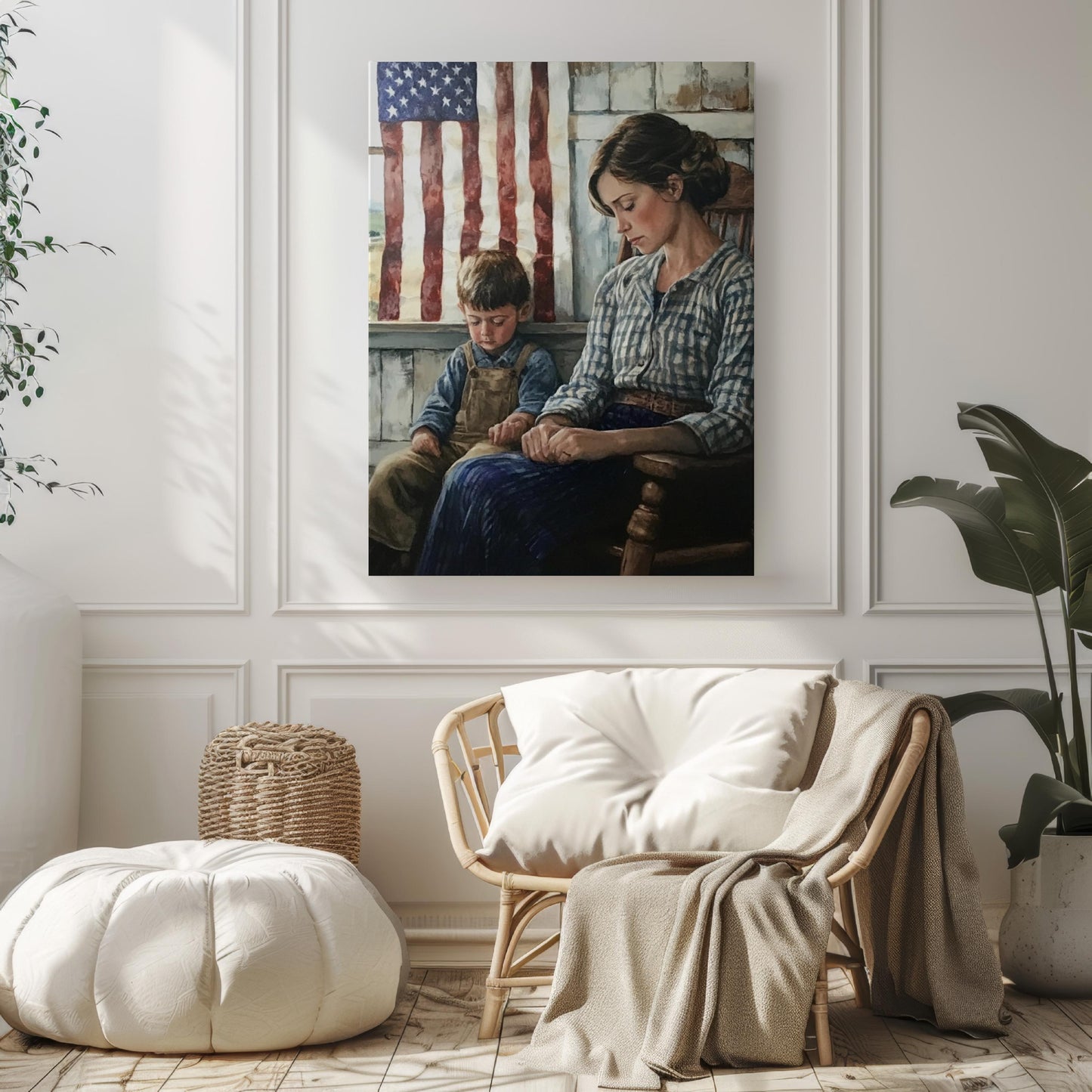 American Family Art | Abstract USA Wall Art, Patriotic United States Poster for Home Decor & Independence Day Decoration
