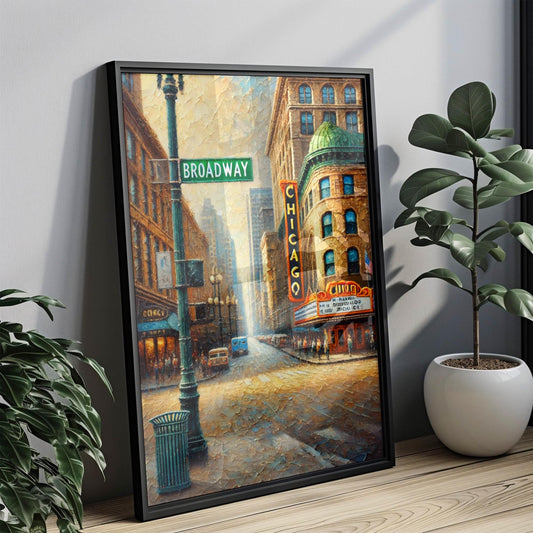 Wall Art Broadway Print Chicago Travel Poster Illinois Artwork Housewarming Gift Unique City Decor