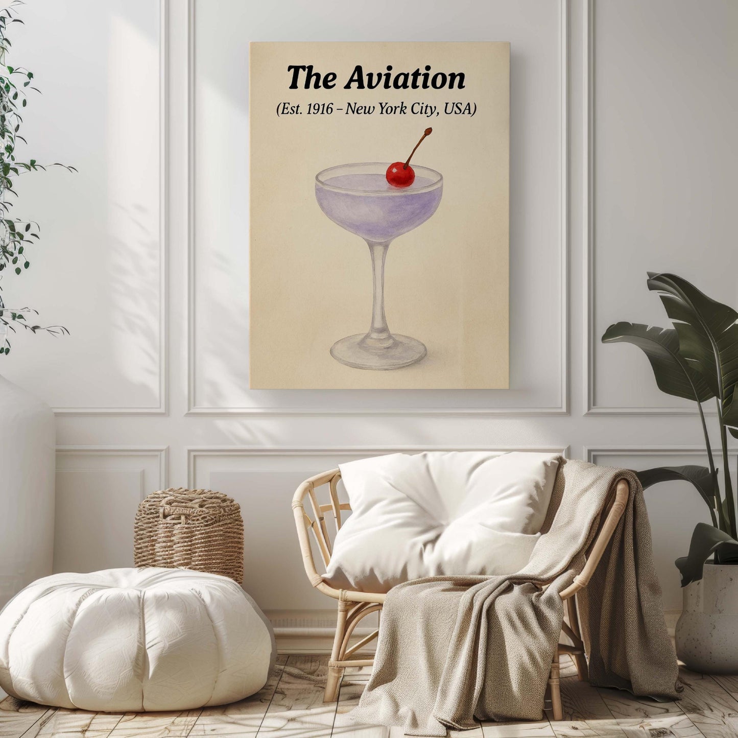 Aviation Cocktail Print: Vintage Bar Art Illustration