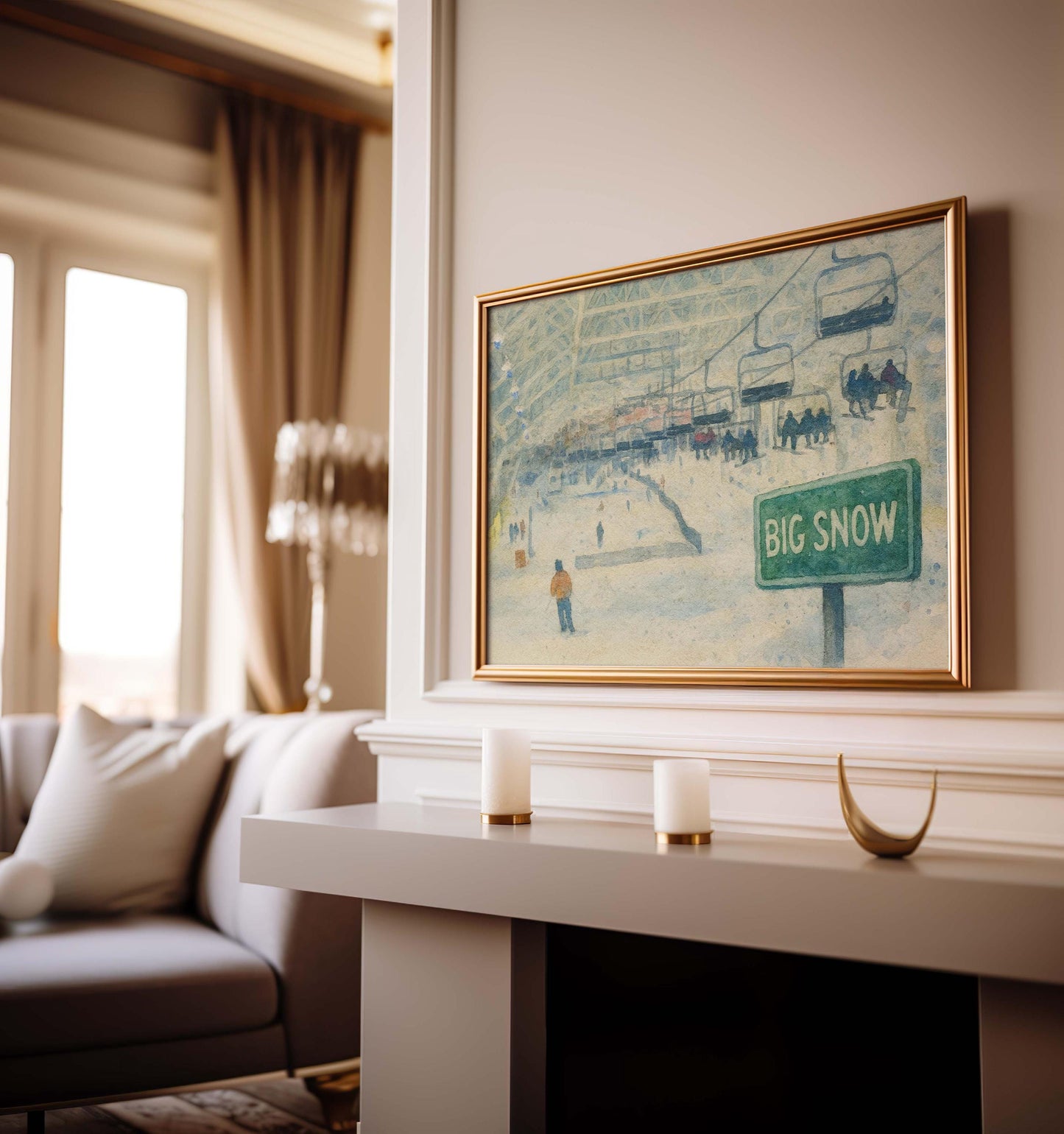 Big Snow Ski Michigan Snowboard Art Winter Poster Mountain Wall Decor Ski Resort Map Ski Trip Gift Alpine Print Snow Adventure