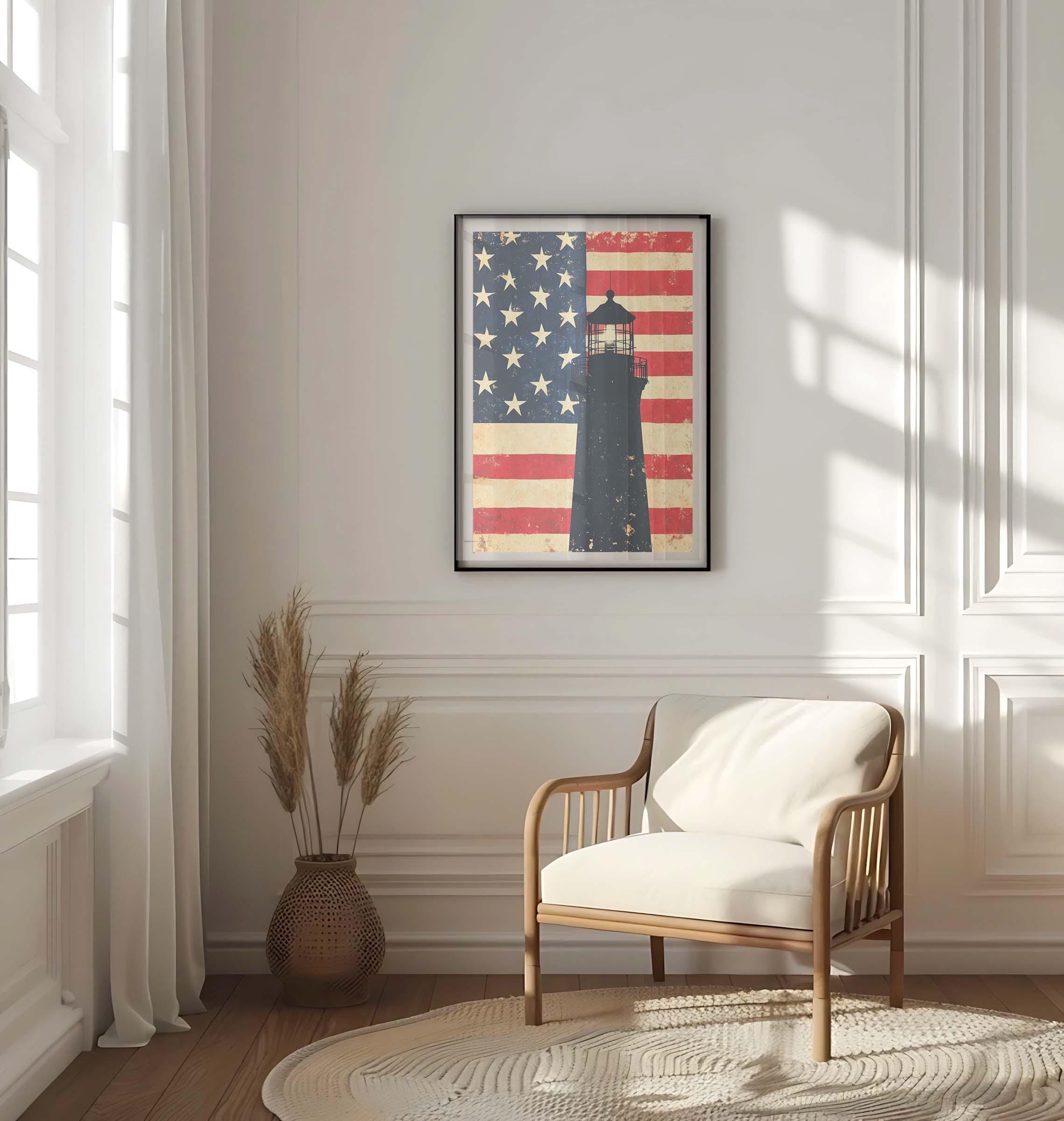 Lighthouse Patriotic Wall Art - United States
