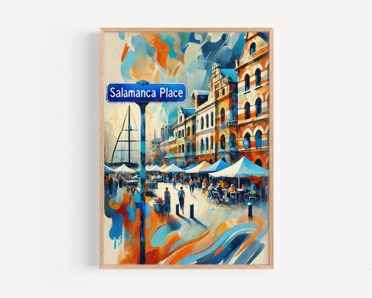Australia Art Salamanca Place Wall Art, Hobart Travel Poster, Australia Souvenir, Travel Gift, Cityscape Print, Vibrant Waterfront Decor