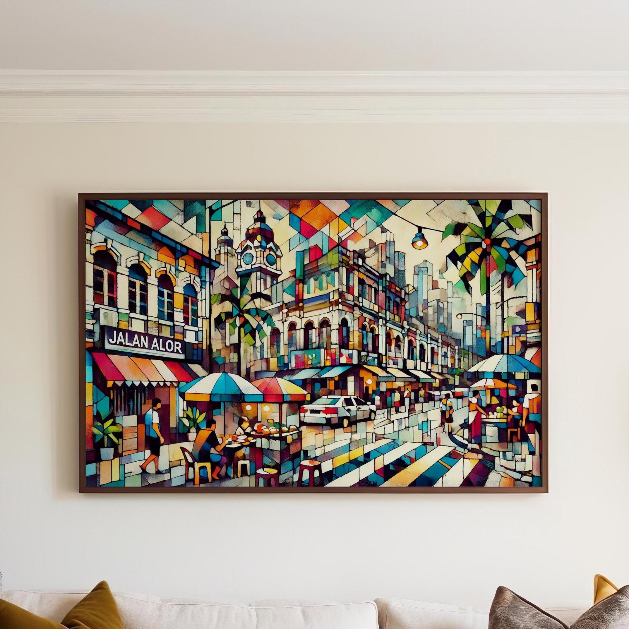 Jalan Alor Wall Art Print - Kuala Lumpur Travel Poster, Malaysia Art, Malaysian Decor, Housewarming Gift, Iconic Street Food Scene
