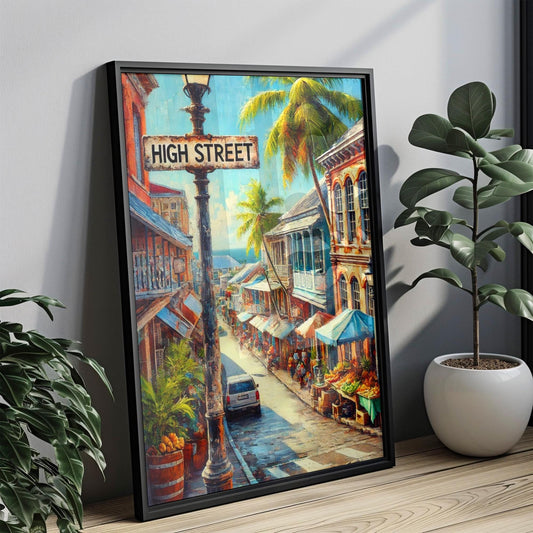 Antigua and Barbuda High Street Wall Art | St. John’s Print | Island Artwork | Travel Souvenir | Vibrant Cityscape Poster | Fine Art Print