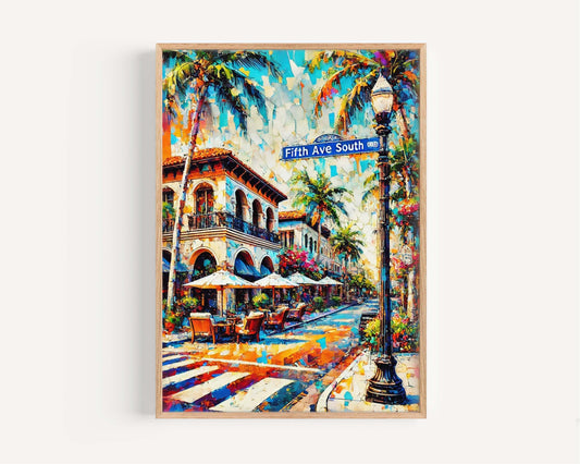 Fifth Avenue South Wall Art - Naples Florida Travel Print, Beach House Decor, Florida Gift, Travel Poster, Housewarming Present