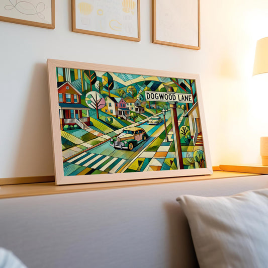 Dogwood Ln Wall Art Print - Charlottesville Virginia Travel Poster, Housewarming Gift, Dogwood Lane Map Art, Virginia Decor