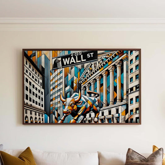 Wall Street Wall Art Cubism Print, Manhattan Financial District Travel Poster, Modern Housewarming Gift, Urban Cityscape Decor