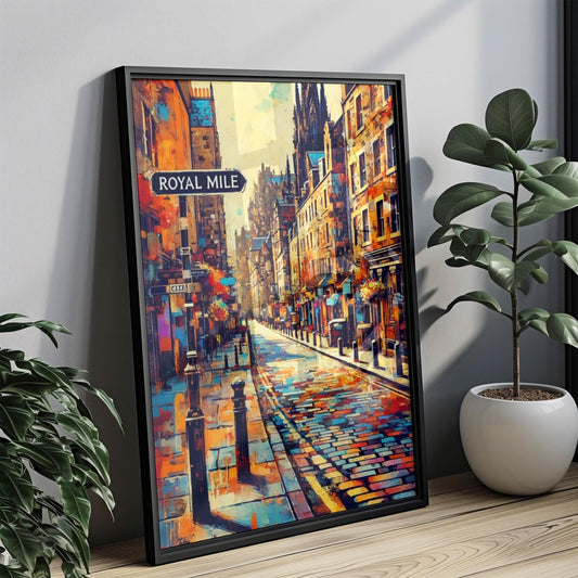 UK Royal Mile Wall Art Print - Edinburgh Travel Poster & UK Gift, Housewarming Decor, Scotland Map Artwork