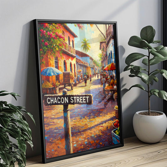Chacon Street Wall Art, Trinidad and Tobago Travel Poster, Caribbean Island Home Decor, Port of Spain Street Sign Print, Vibrant Island Art