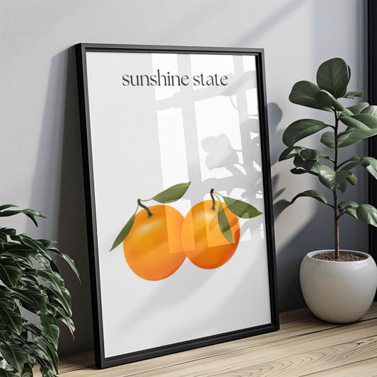 Sunshine State Wall Art Print - Florida Travel Decor, Housewarming Gift, College Dorm & Home Decoration