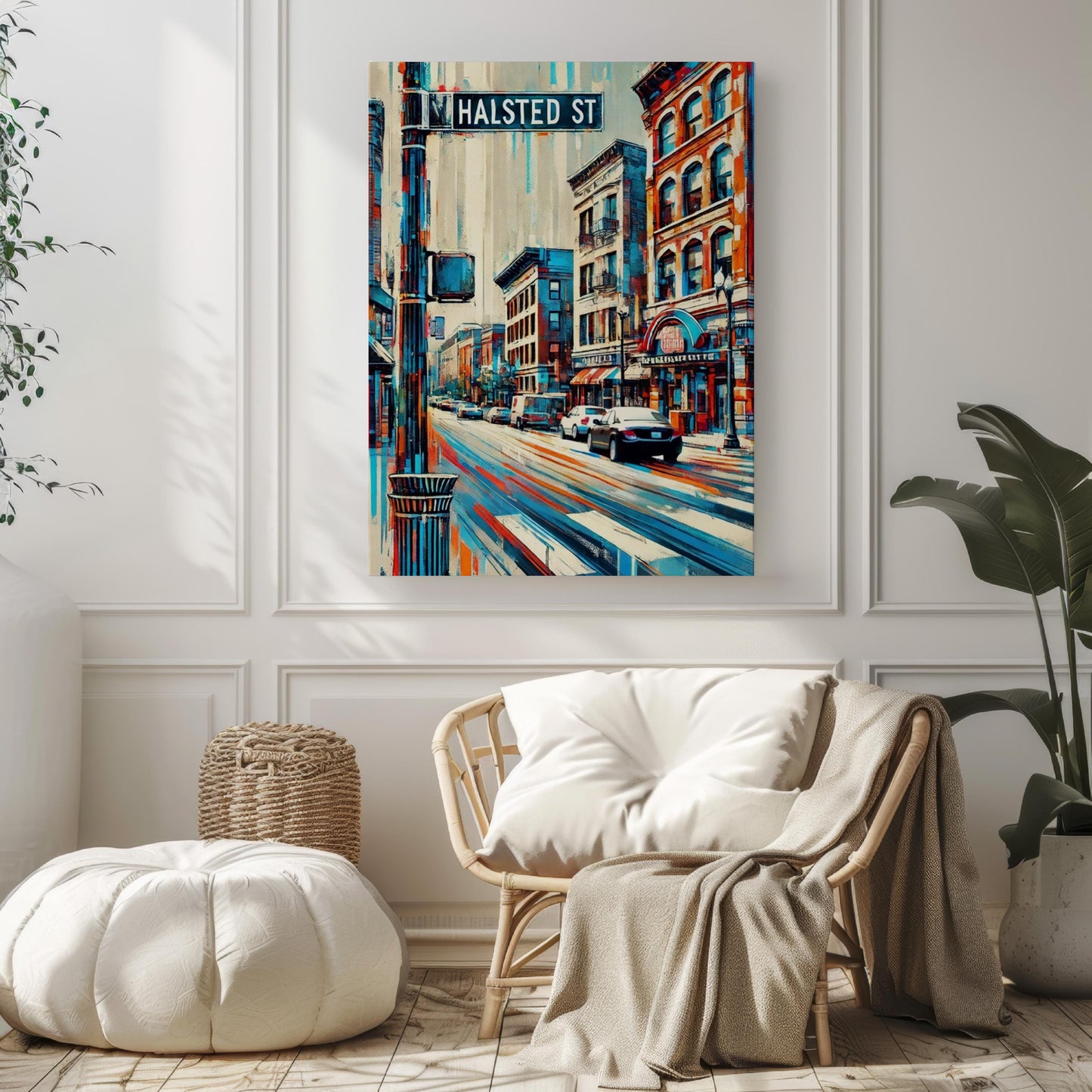 Wall Art Halsted Street Chicago Print, Illinois Travel Poster, Modern City Map Decor, Housewarming Gift, Urban Illinois Wall Decor