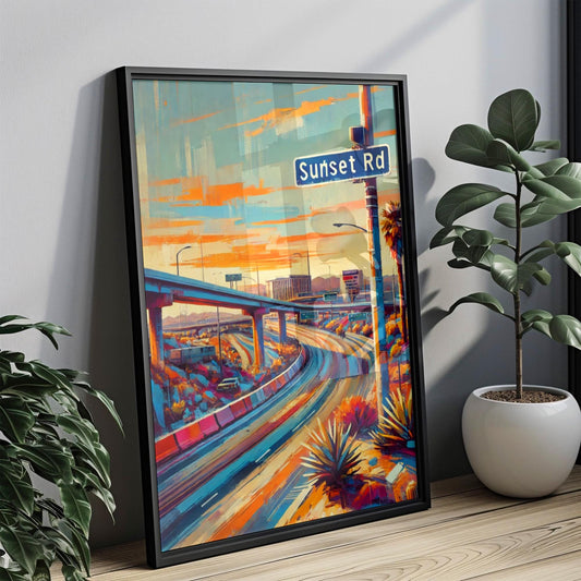 Sunset Rd Wall Art, Sunset Road Print, Las Vegas Art, LV Gift, Travel Print, Travel Poster, Housewarming Gift, Nevada Artwork