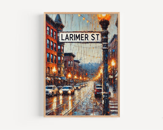 Larimer Street Wall Art Denver Print Colorado Artwork Travel Gift Souvenir City Decor, Premium Framed or Unframed Poster