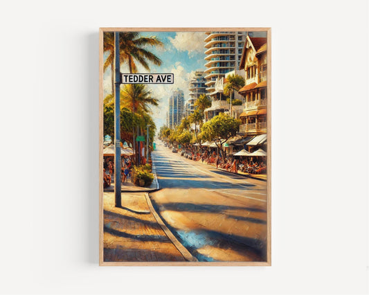 Gold Coast Tedder Ave Wall Art - Australian Travel Print & Poster, Gold Coast Gift, Housewarming Decor, Coastal Home Art
