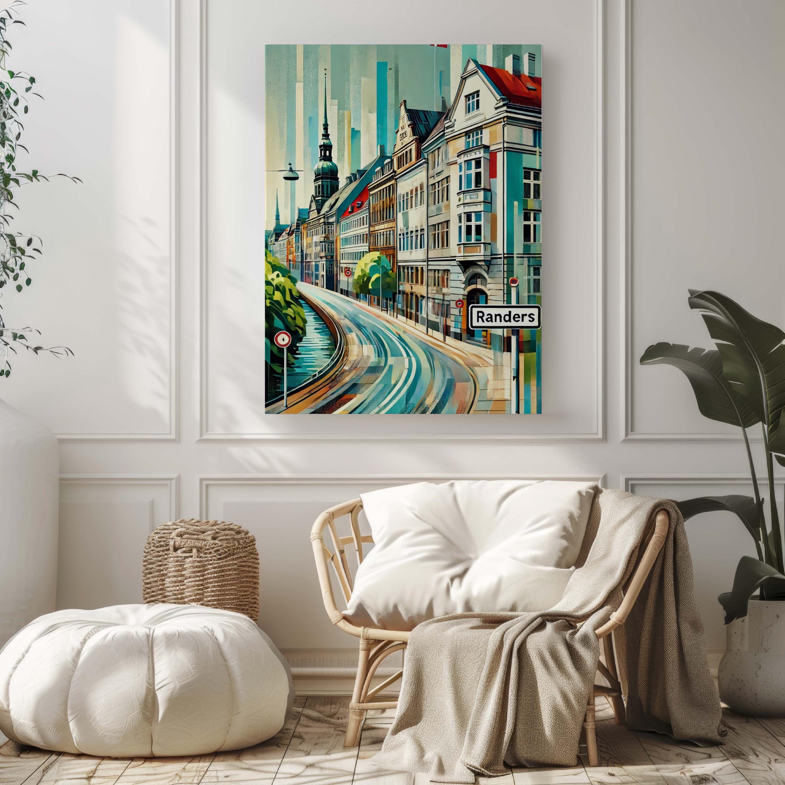 Randers Art Wall Print - Denmark City Travel Poster, European Home Decor, Housewarming Gift, Randers Wall Art Map, Scandinavian Style