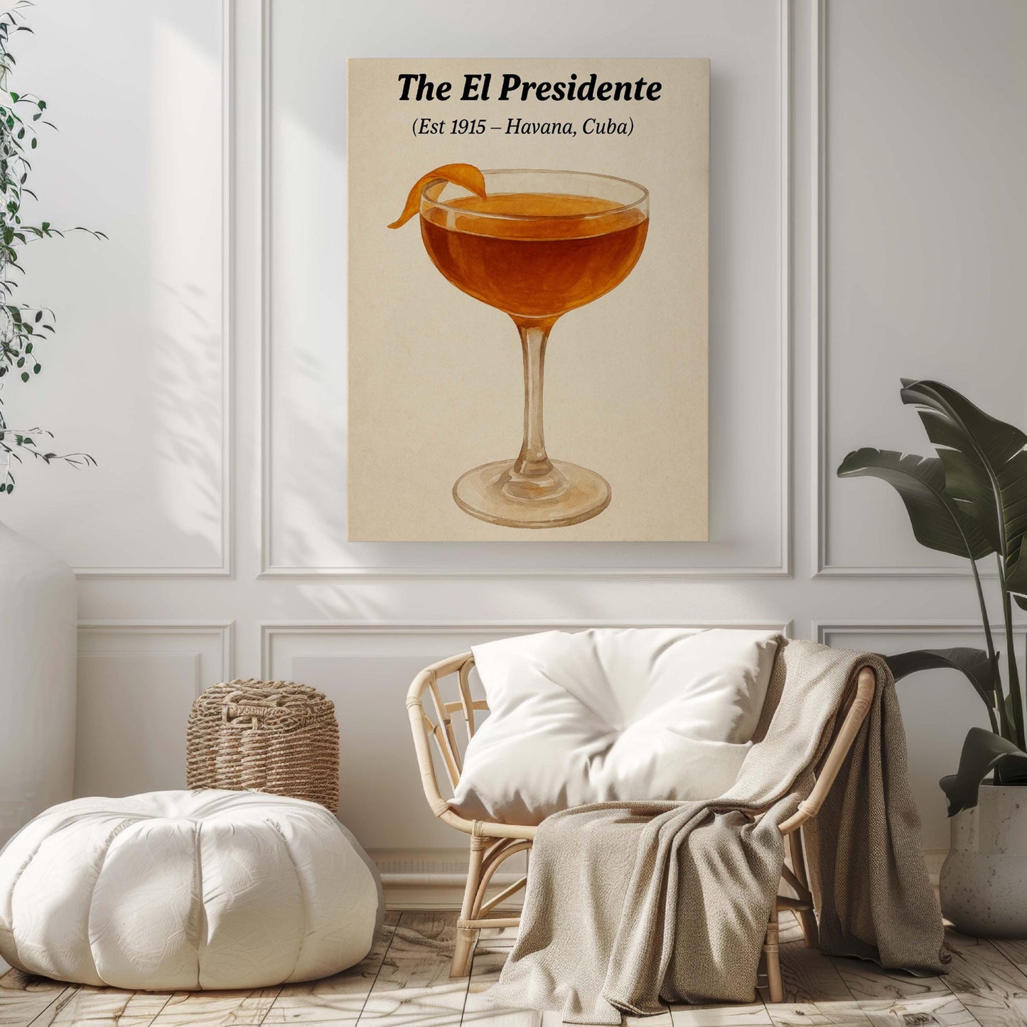 El Presidente Cocktail Print: Vintage Havana Cuba Bar Art