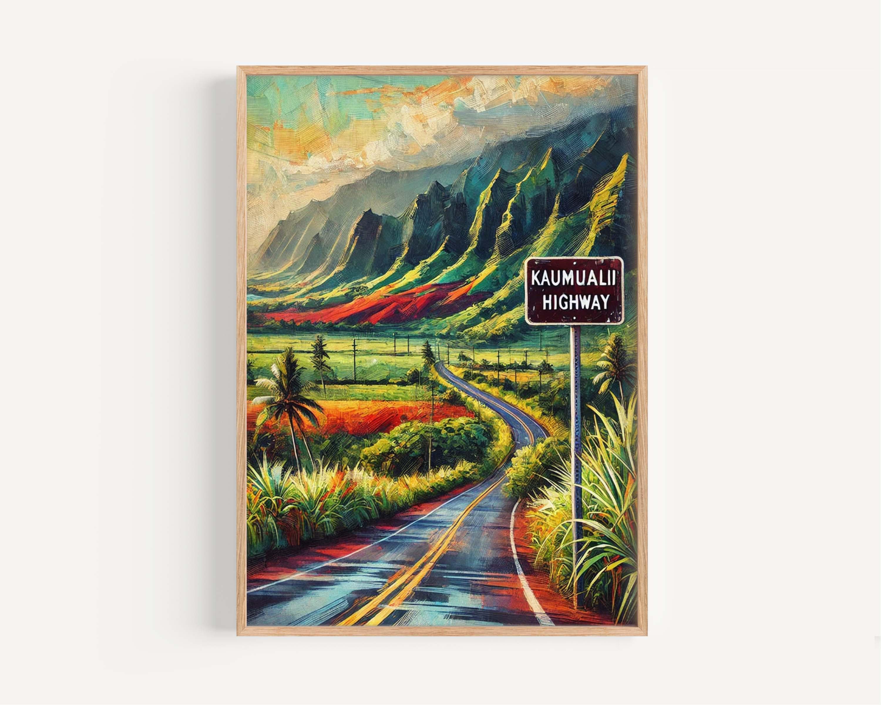 Kaumualii Highway Wall Art Print - Kauai Travel Poster, Hawaii Art, Housewarming Gift, Kaumualii Highway Kauai HI Decor