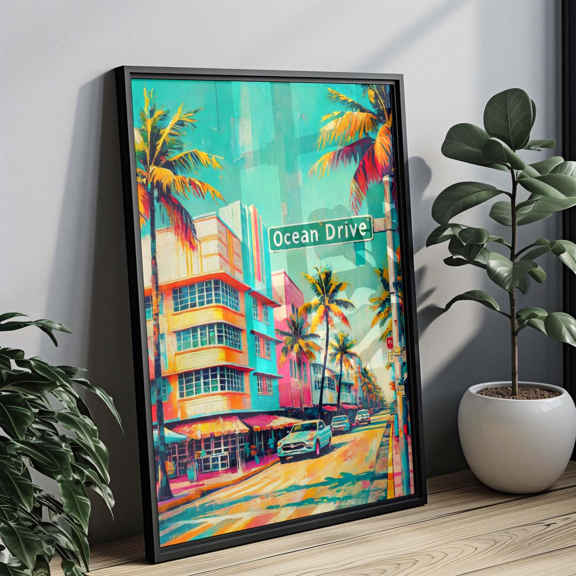 Ocean Drive Print Coastal - Miami Beach, Florida, USA