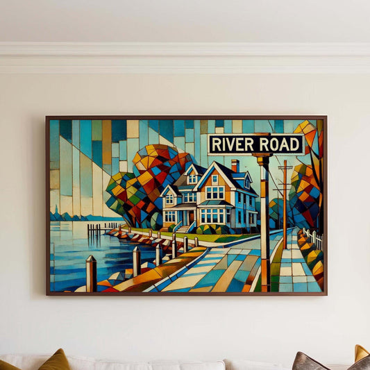 River Road Print - Rumson Travel Poster, New Jersey Wall Art, Housewarming Gift, River Road Wall Art, NJ Travel Print, Coastal Home Decor
