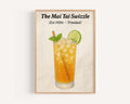 Mai Tai Swizzle Cocktail Poster Vintage