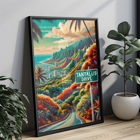Tantalus Drive Print – Hawaii Wall Art, Oahu Travel Poster, Tropical Home Decor, Honolulu Gift, Scenic Hawaii Art, Housewarming Gift