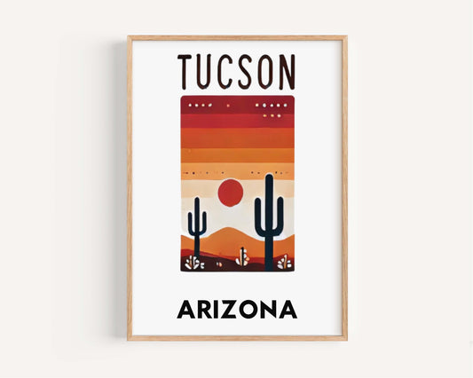 Tucson Print - Arizona Wall Art, Travel Decor, College Dorm Gift, Housewarming & Home Decoration, Southwestern AZ Artwork