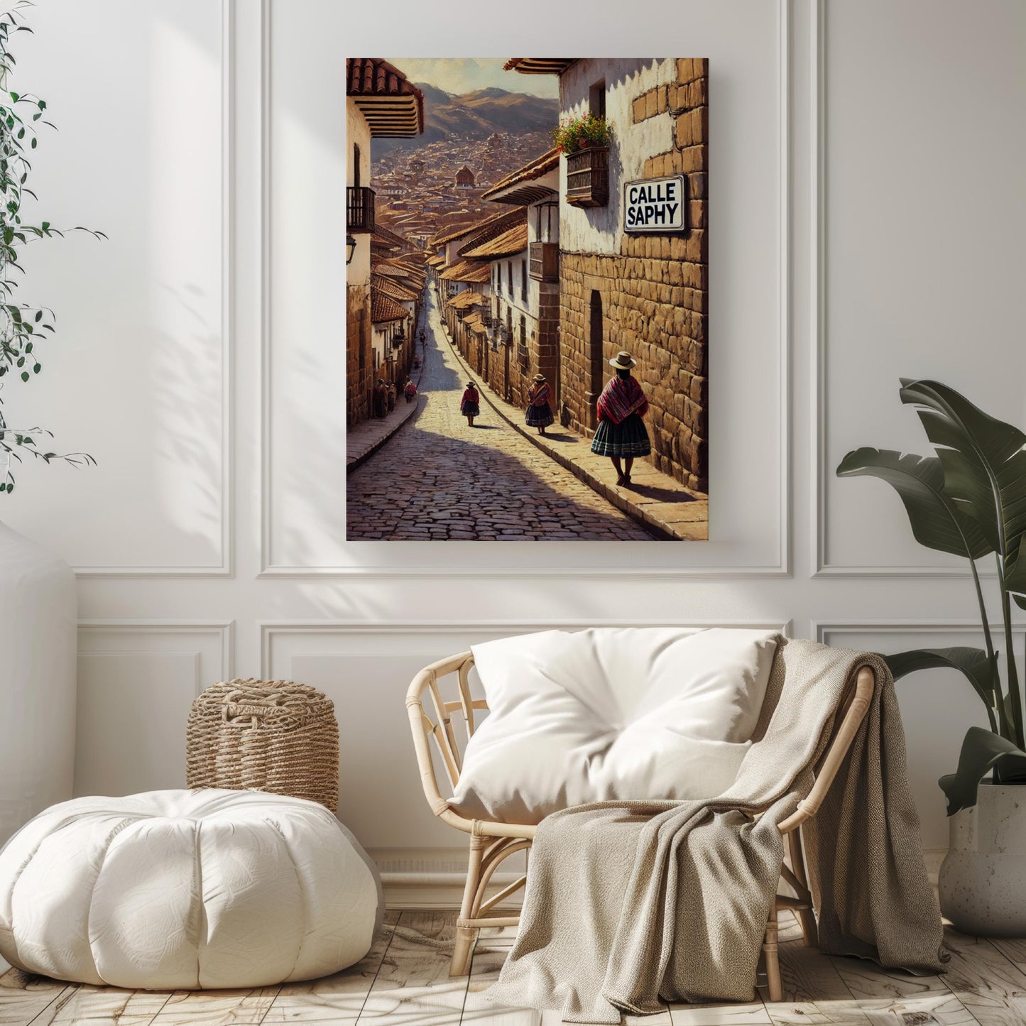 Cusco Peru Travel Poster: Calle Saphy Street Scene Art