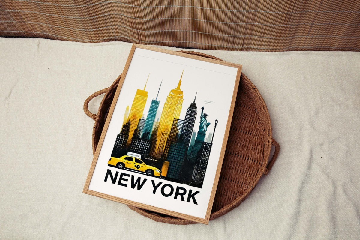 NYC Skyline Print Decor - New York City, New York, USA