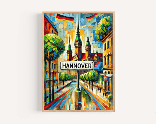 Hannover Art Wall Print – Germany City Travel Poster, European Home Decor, Housewarming Gift, Modern Minimalist German Artwork