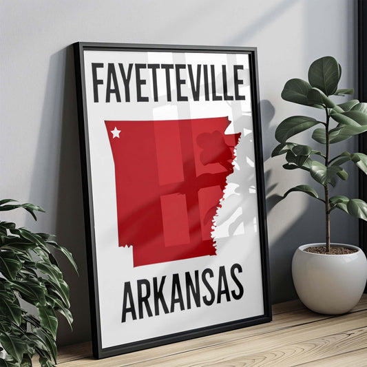 Fayetteville Print Arkansas Wall Art Travel Home Decor College Gift Housewarming Unique Map Illustration