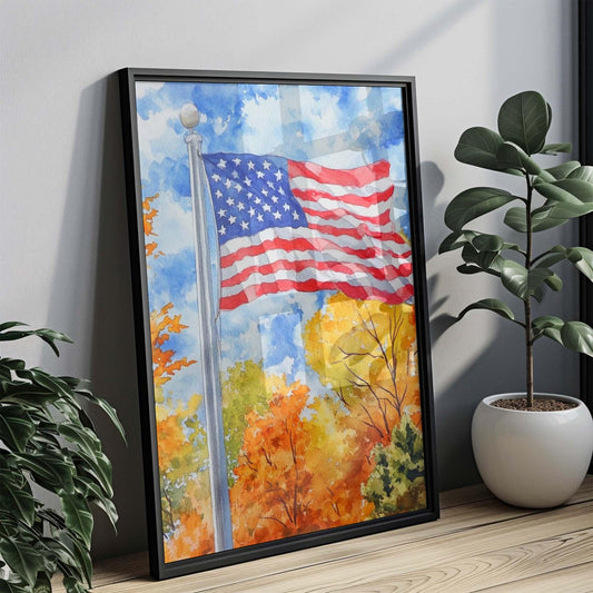 American Flag Artwork | USA Wall Art Patriotic Print | United States Home Decor | American Flag Poster for Living Room or Office